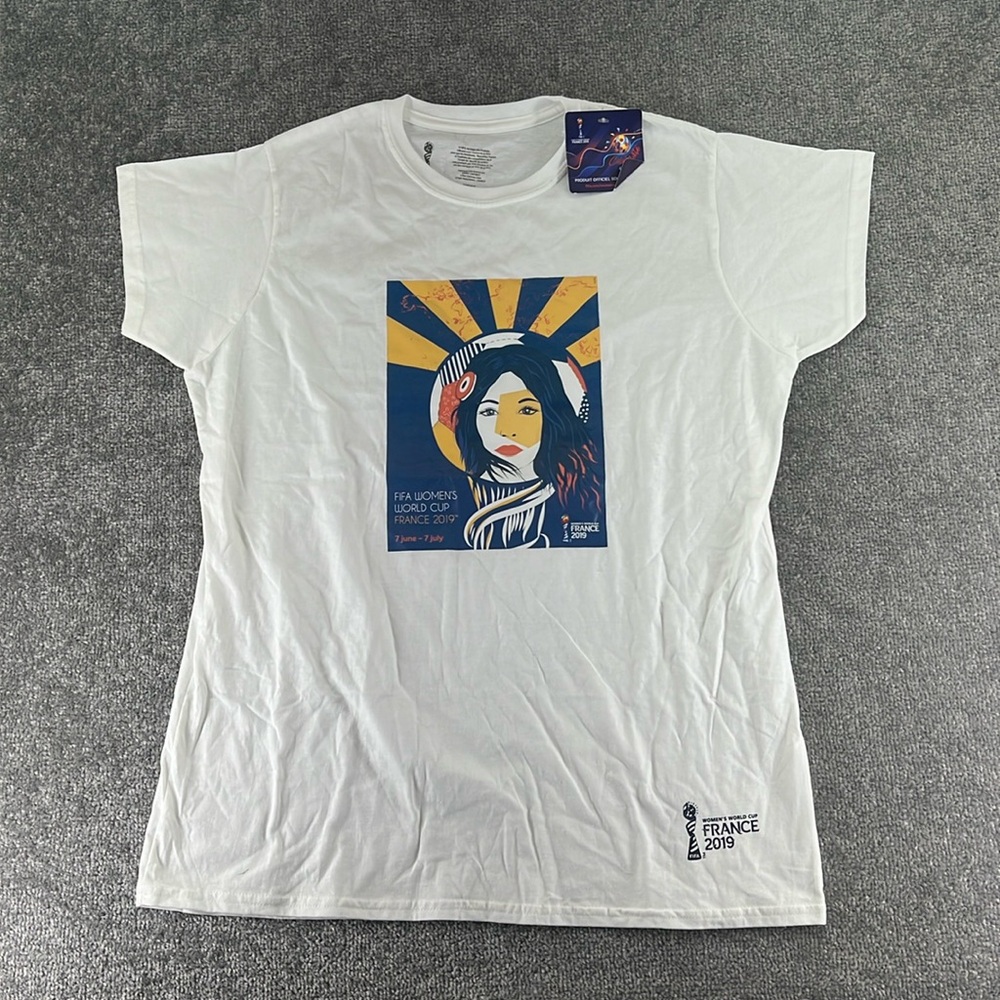 NWT Fifa World Cup France 2019 Short Sleeve Shirt White Womens 2XL